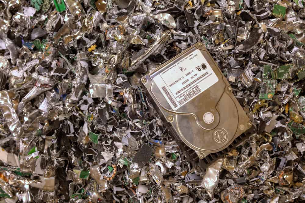 Shredded Hard Drives Pile Data Destruction